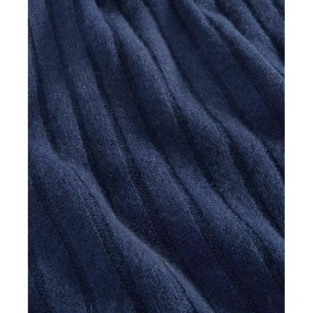Charter Club Women's Ribbed 100% Cashmere Scarf Navy One Size
